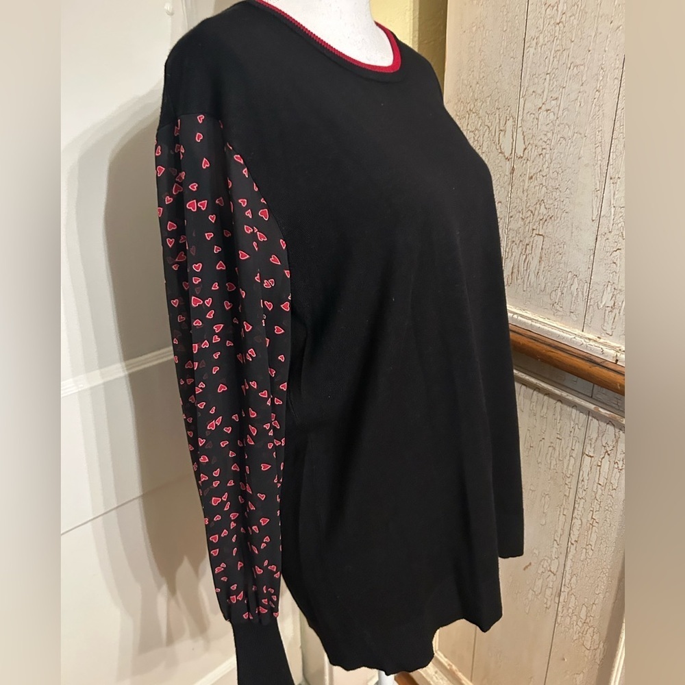 DKNY Black Knit Top with Sheer Sleeves. - Picture 3 of 14